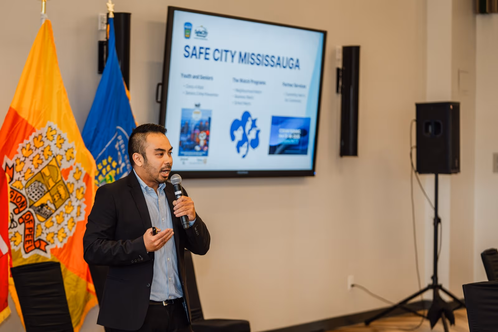 Gerald Adad presenting Safe City Mississauga programs